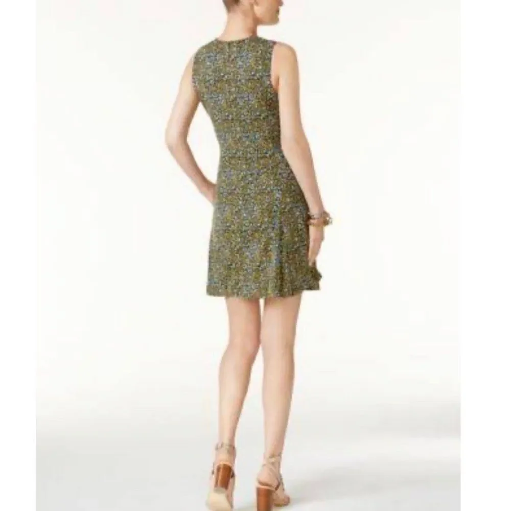 Michael Kors Quinn Floral Crisscross Neckline Sleeveless Mini Dress Size M